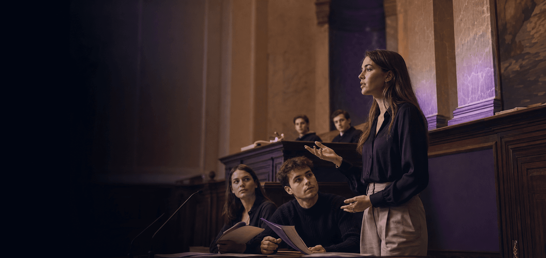 Étudiants plaidant une affaire dans le Tribunal Apollinéa